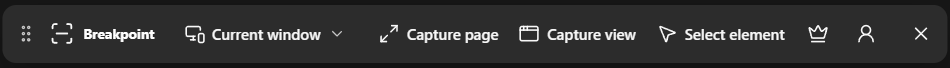 Breakpoint Capture toolbar with current width, capture modes, account, and plan controls